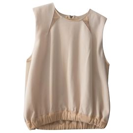 Bel Air Nude Top mit Schulterpolstern Creme