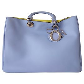 SAC DIOR DIORISSIMO BICOLORE Jaune Bleu clair Bijouterie argentée