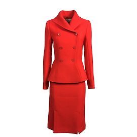 Christian Dior Roter Wollrockanzug Rot