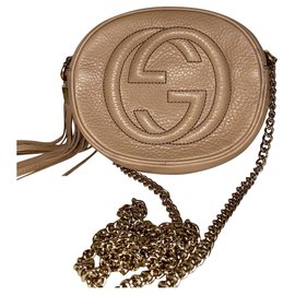 Gucci-Gucci Soho Mini chaîne en cuir-Beige