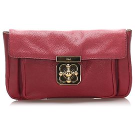 Chloé Chloe Red Elsie Leder Clutch Bag Rot