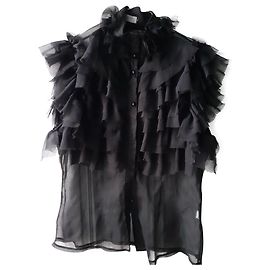 Alexandra Neel Schwarz geraffte Chiffonbluse Schwarz