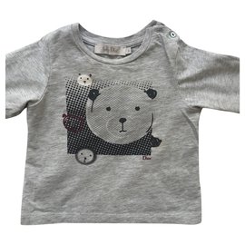 Christian Dior-T-shirt grigia in cotone per bebè-Grigio