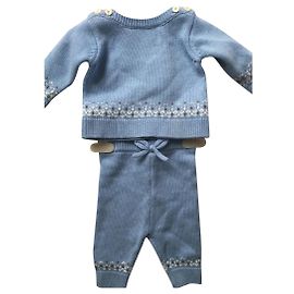 Roupa de Bebê Jacadi Azul de Algodão e Cashmere 1 Mês Azul
