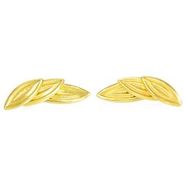 Ilías Lalaoúnis ILIAS LALAOUNIS vintage 3 Olive Leaves yellow Gold Earrings foliage pattern Yellow