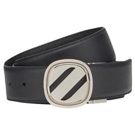 Ermenegildo Zegna-ERMENEGILDO ZEGNA calf leather Belt-Black,Navy blue