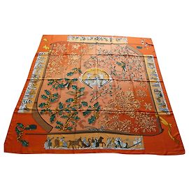 chale hermès schnee von gestern 140x140 Kaschmir/Seide Orange