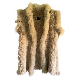 Pinko Chaleco largo de piel de zorro Beige