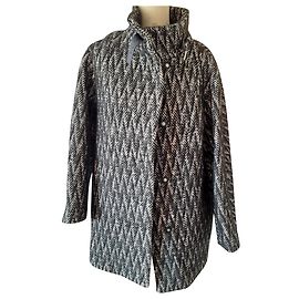 Gerard Darel Alpaca Wool Coat Black White Black White