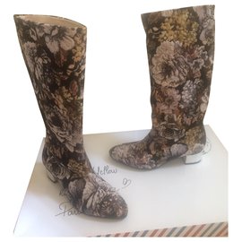 Botas Mellow Yellow de couro e tecido 36 Multicor