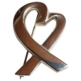 Tiffany & Co Loving Heart Silver Brooch Silvery