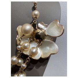 Chanel-Long necklaces-Beige,Golden