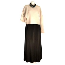 Chanel-Falda chanel vintage de seda plisada-Negro