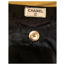 Chanel-Falda chanel vintage de seda plisada-Negro