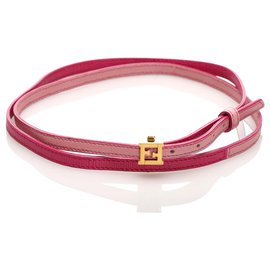Fendi-Fendi Pink Crayons Leather Bracelet-Pink,Golden