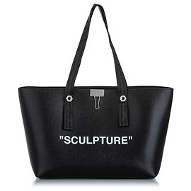 Off White Black Sculpture Leather Tote Bag Black