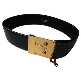 BARBARA BUI for the Aiglon Wide black leather belt 75 Black