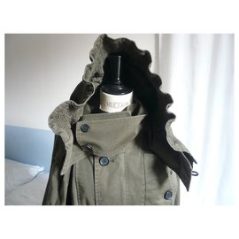 Sandro-SANDRO Khaki cotton hooded parka TL-Khaki