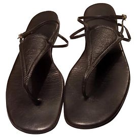 Hermès Leather Sandals Black Black