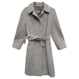 Burberry-casaco feminino Burberry vintage em tweed irlandês t 40-Cinza