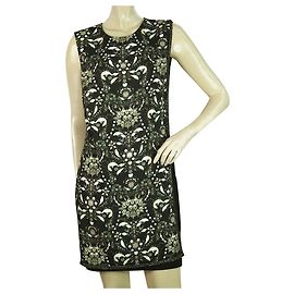 Ted Baker Black & Colored Pattern Sleeveless Mini Length Beaded Dress size 2 Black White