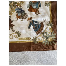 Hermès-Sciarpe di seta-Marrone