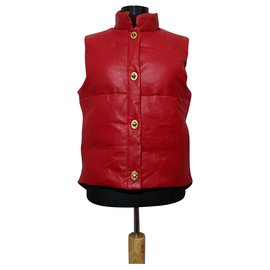 Coach Lederjacke Weste rot Rot