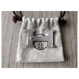 Hermès-HERMES Genuine new H belt buckle - Brushed palladium (COULEUR ARGENT)-Silvery