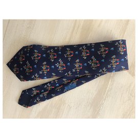 Hermès-hermes tie-Navy blue
