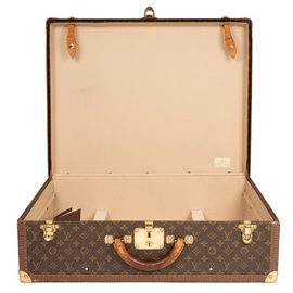 Louis Vuitton-Valise vintage Louis Vuitton Alzer 65 en toile monogram et lozine marron, bijouterie en laiton-Marron