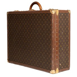 Louis Vuitton-Louis Vuitton Alzer vintage suitcase 65 in monogram canvas and brown lozine, brass jewelry-Brown