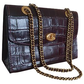 COACH Parker Embossed Croc Shoulder Bag Dark red