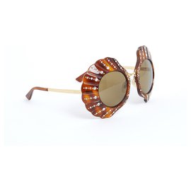 Gucci-LIMITED EDITION ROUND SUNGLASSES WITH CRYSTAL-Brown