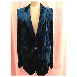 Saint Laurent Blue Velvet Jacket Blue