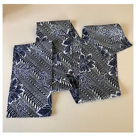 Cinto grande de algodão com estampa Kenzo Vintage 80's-90's Preto Azul marinho