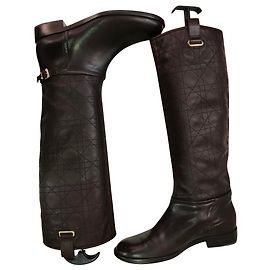 Botas Dior de cuero marrón Castaño