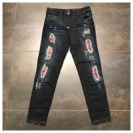 Vaqueros Philipp Plein Azules con Detalles Swarovski Azul