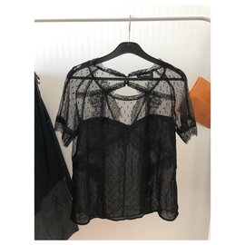 The Kooples-lace t-shirt-Black