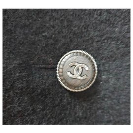 Chanel-Chanel schwarze Wolle CC Logo Buttons Pea Coat-Schwarz
