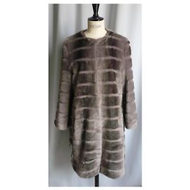 BALMAIN very good condition T faux fur coat40 Grey
