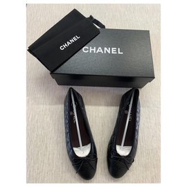Chanel-CHANEL BALLERINES BALLERINE BALLETTE WOHNUNGEN MIT BOX Gesteppt-Schwarz