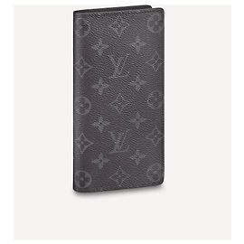 Portafoglio Louis Vuitton Brazza Monogram Eclipse Grigio Pelle Grigio