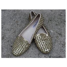 Steve Madden Glitter Leather Mules Gold Studs Gold hardware