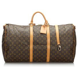 Louis Vuitton-Monograma de Louis Vuitton Brown Keepall Bandouliere 60-Marrom