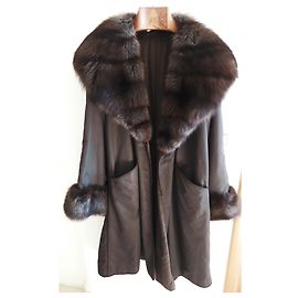 Fendi Pellicceria Cashmere and Fur Coat Brown Brown