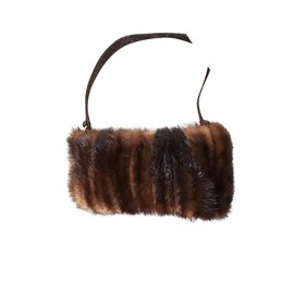 Autre Marque Bolsa crossbody de vison marrom com alça de python Marrom
