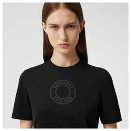 Burberry-Camiseta de algodão com o logotipo BURBERRY PRETO-Preto