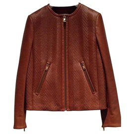 Prada-Prada Milano leather jacket new-Light brown