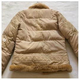 Roberto Cavalli Beige Polyester Coat Beige