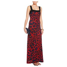 Diane Von Furstenberg DvF Lourosa Maxi Seidenkleid Schwarz Rot Lila